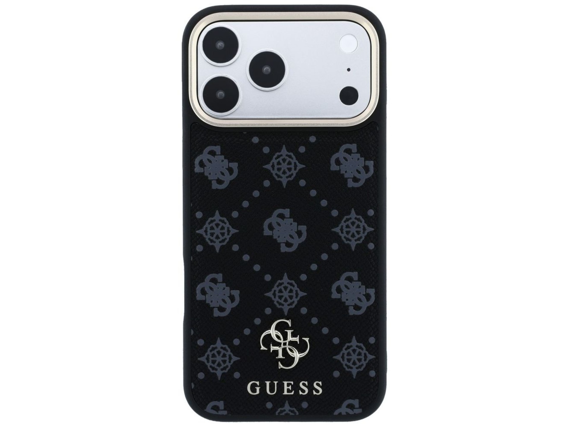 Capa Guess Peony 4G com logo pequeno e MagSafe para iPhone 17 Pro Max / 18 Pro Max - Preta
