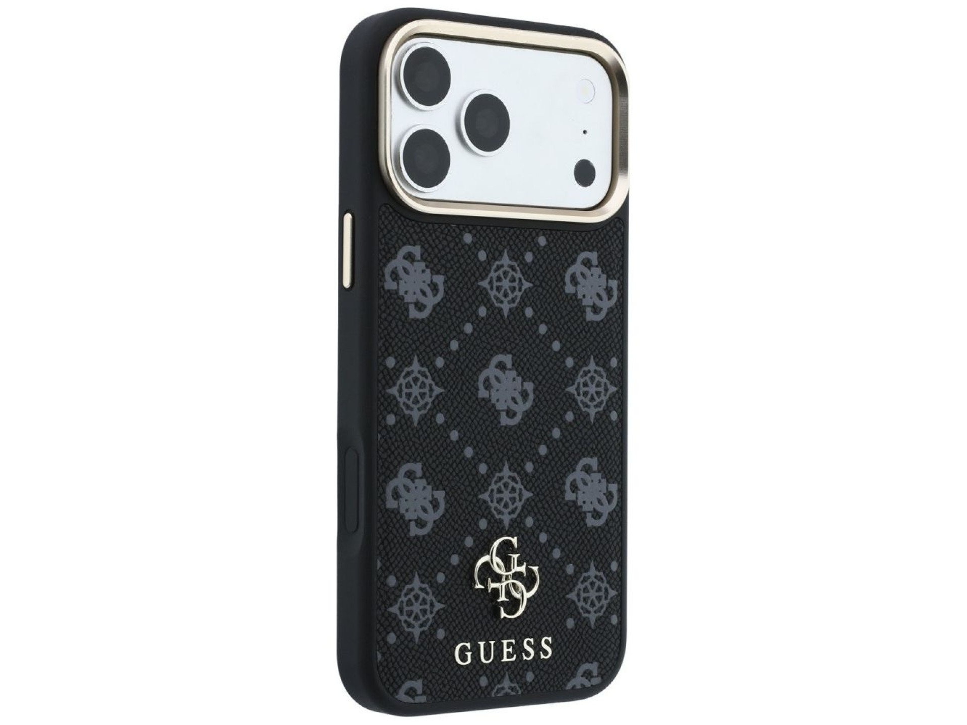 Capa Guess Peony 4G com logo pequeno e MagSafe para iPhone 17 Pro Max / 18 Pro Max - Preta