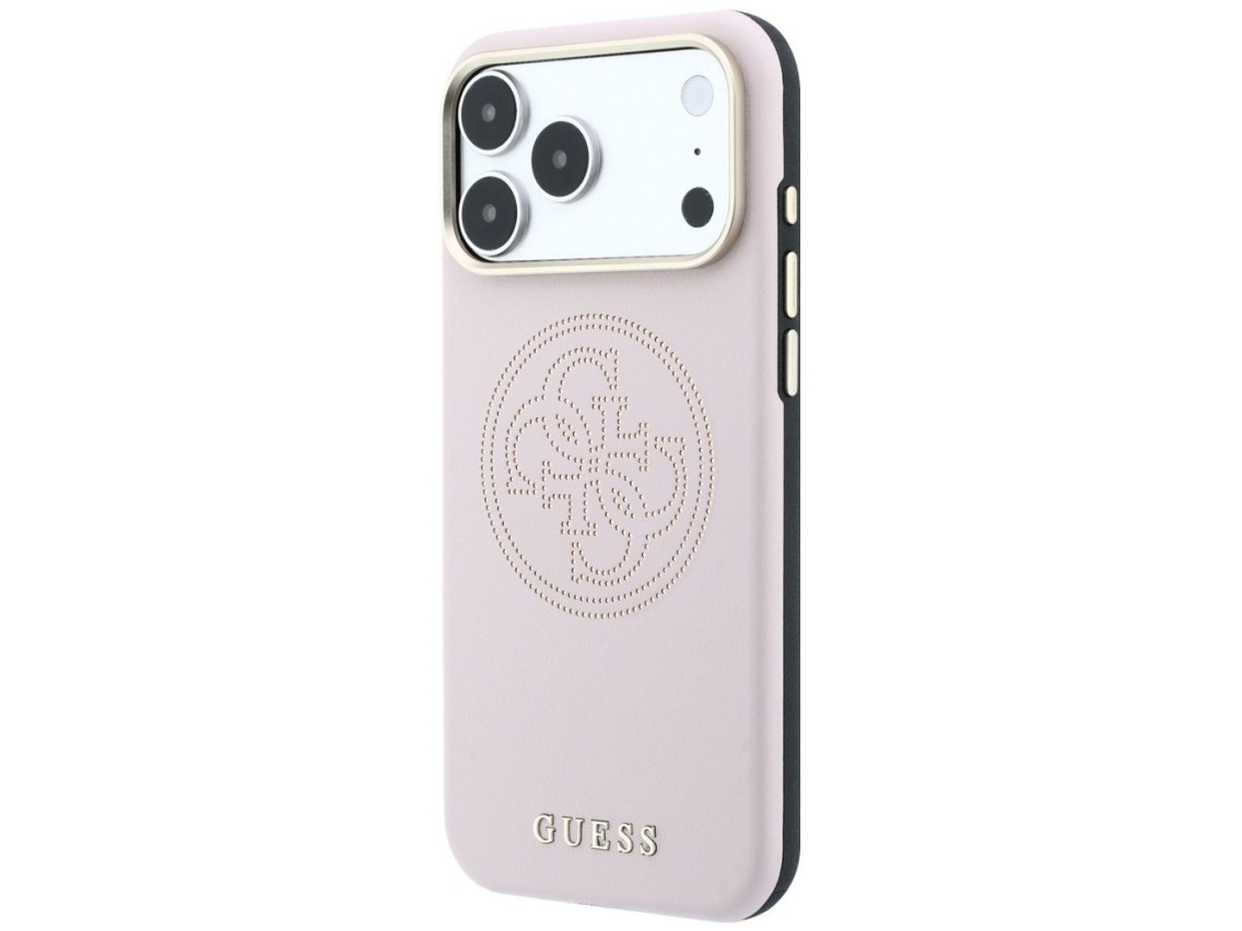 Funda Guess perforada con logo dorado 4G y MagSafe para iPhone 17 Pro Max / 18 Pro Max - Rosa