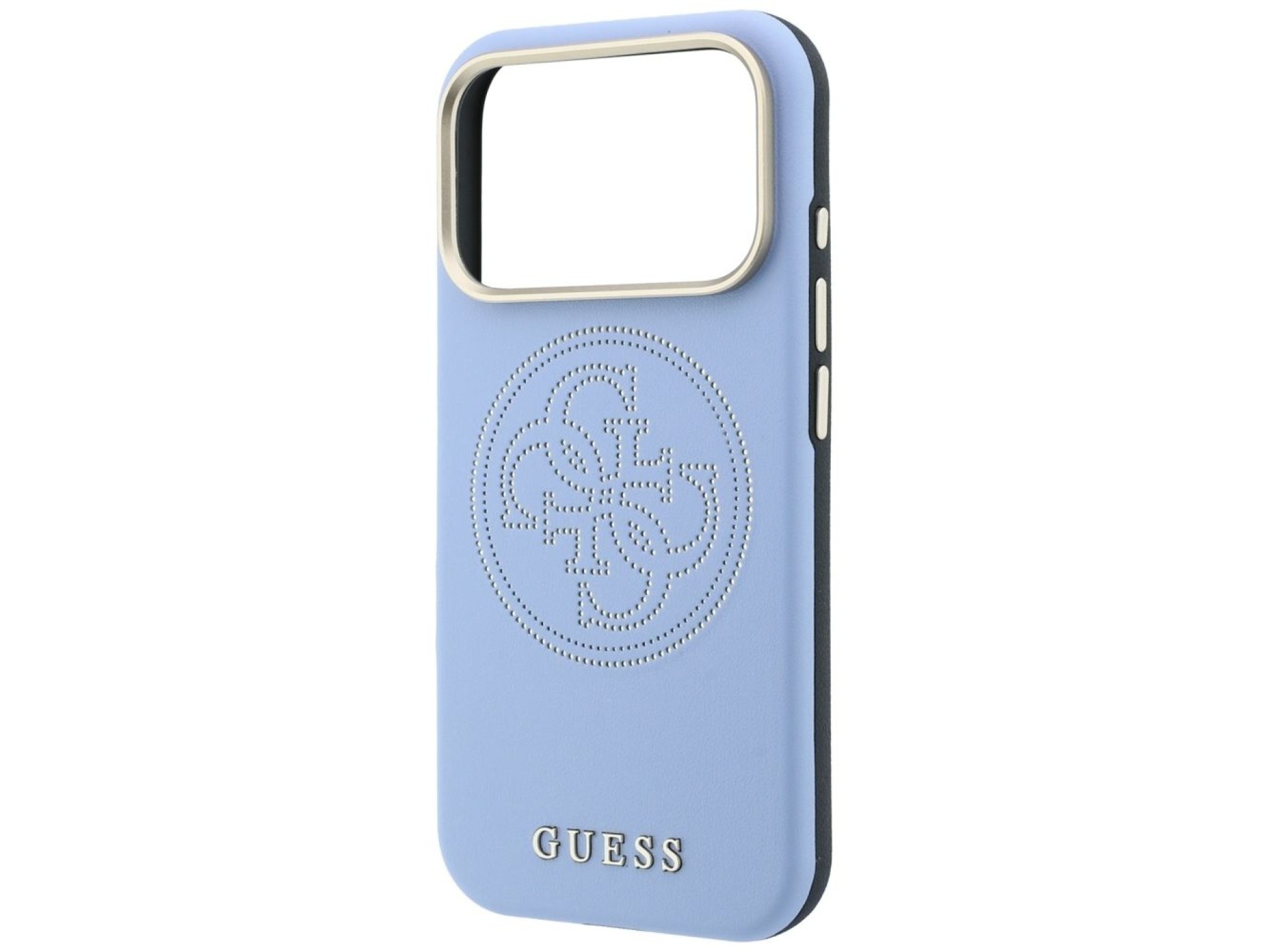 Capa Guess Perfurada 4G com Logo Dourado e MagSafe para iPhone 18 Pro Max / 17 Pro Max - Azul Claro