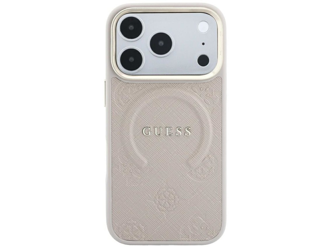 Funda Guess Saffiano Peony & Ring MagSafe para iPhone 17 Pro Max / 18 Pro Max - Rosa