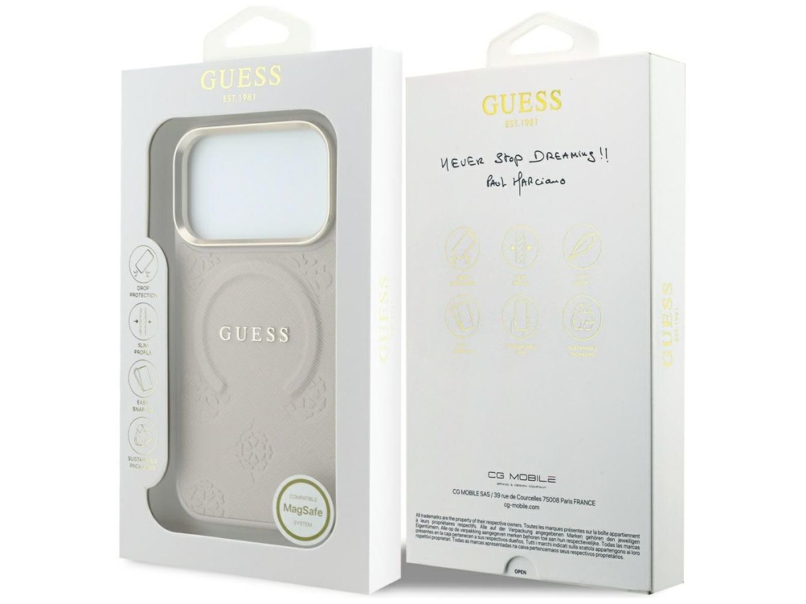 Funda Guess Saffiano Peony & Ring MagSafe para iPhone 17 Pro Max / 18 Pro Max - Rosa