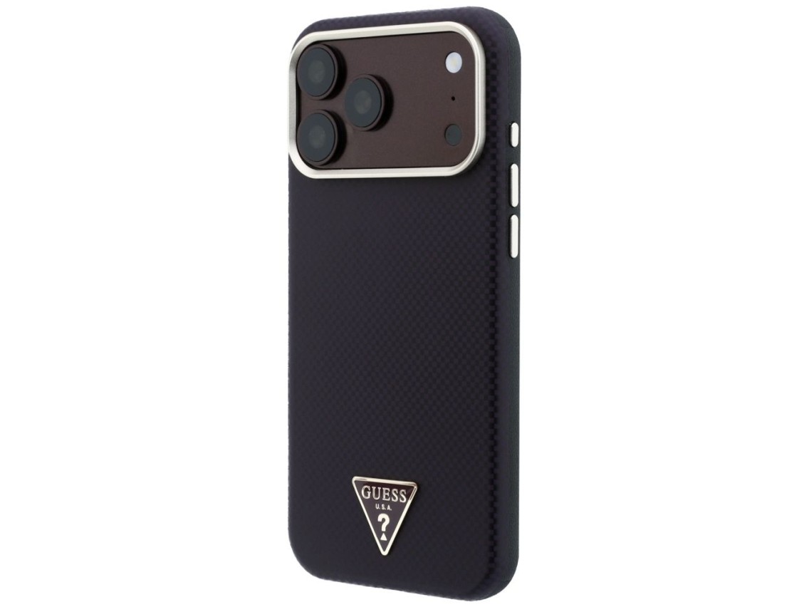 Capa Guess Kevlar com Logo Triangular e MagSafe para iPhone 17 Pro / 18 Pro - Bordô