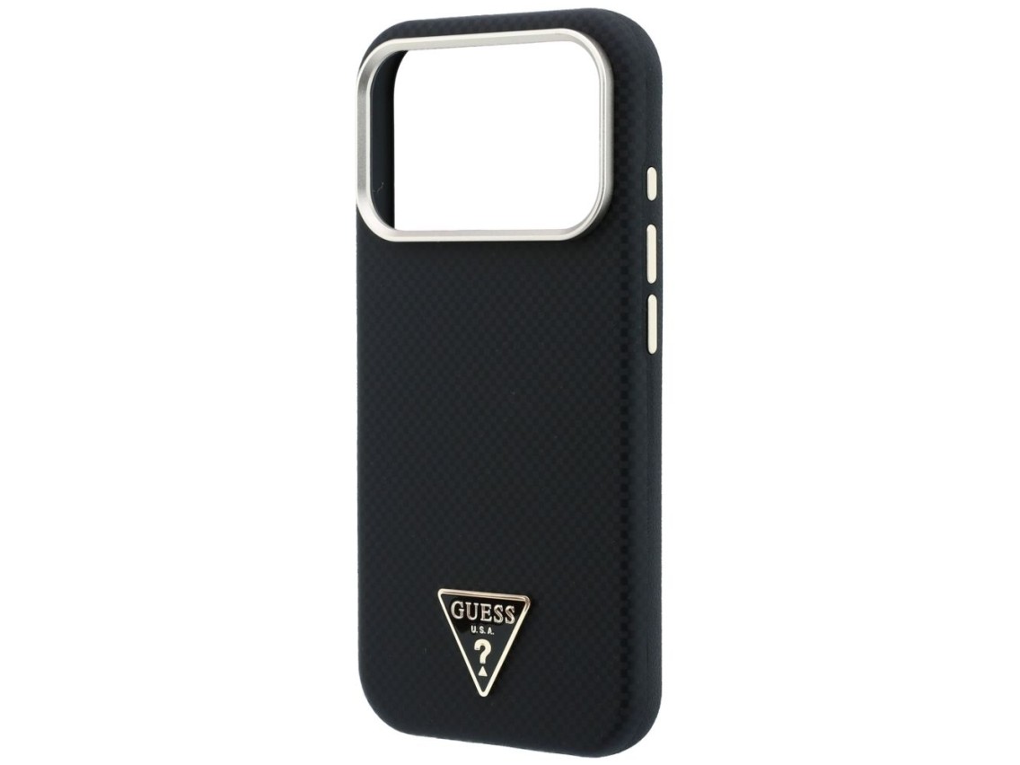 Capa Guess Kevlar com Logo Triangular e MagSafe para iPhone 17 Pro / 18 Pro - Preta