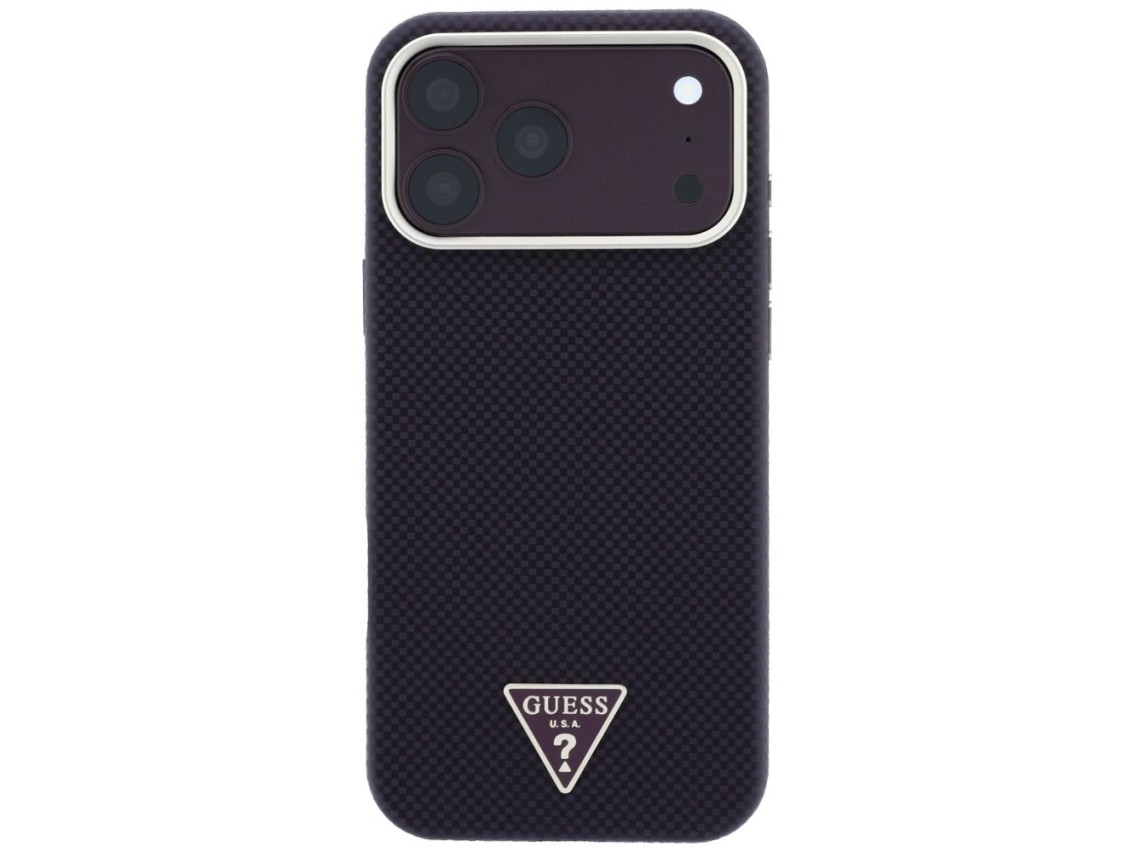 Capa Guess Kevlar com Logo Triangular e MagSafe para iPhone 17 Pro / 18 Pro - Bordô