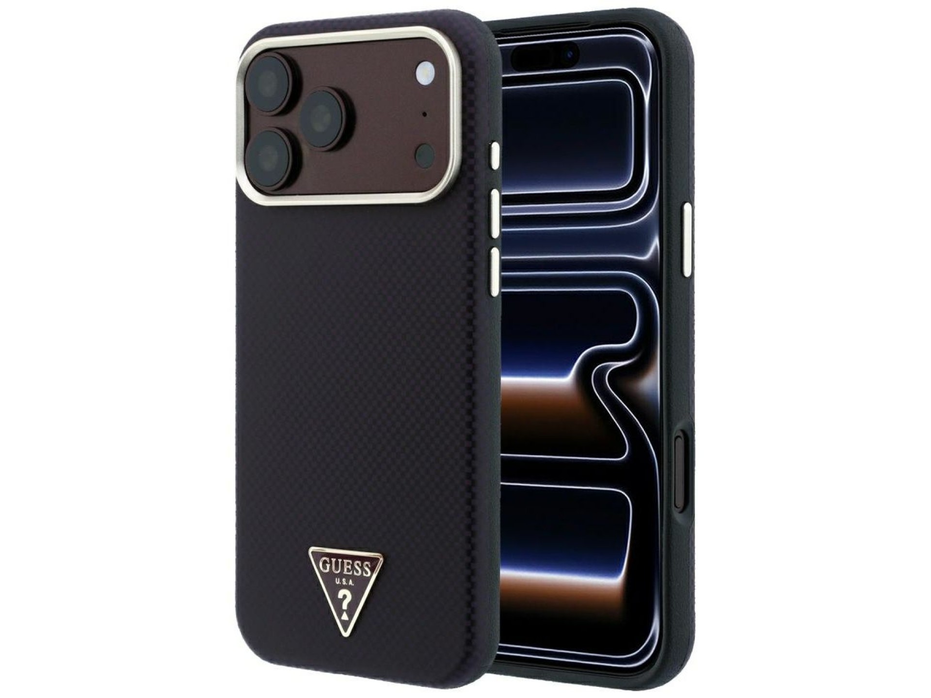Guess Kevlar Triangle Logo MagSafe Case for iPhone 17 Pro Max / 18 Pro Max - Burgundy