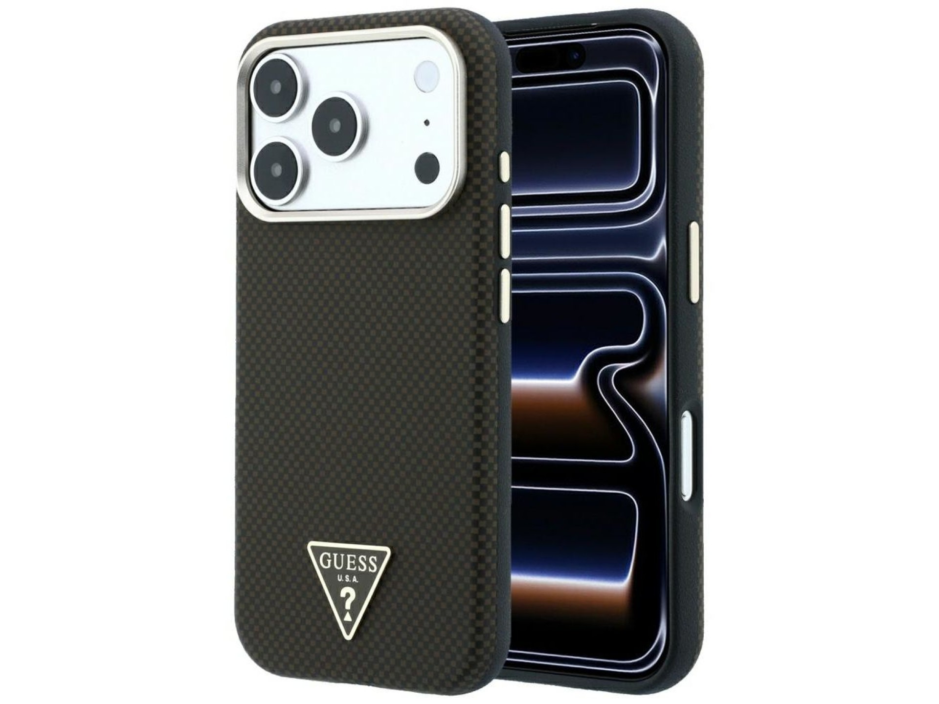 Guess Kevlar Triangle Logo MagSafe Case for iPhone 17 Pro Max / 18 Pro Max - Brown