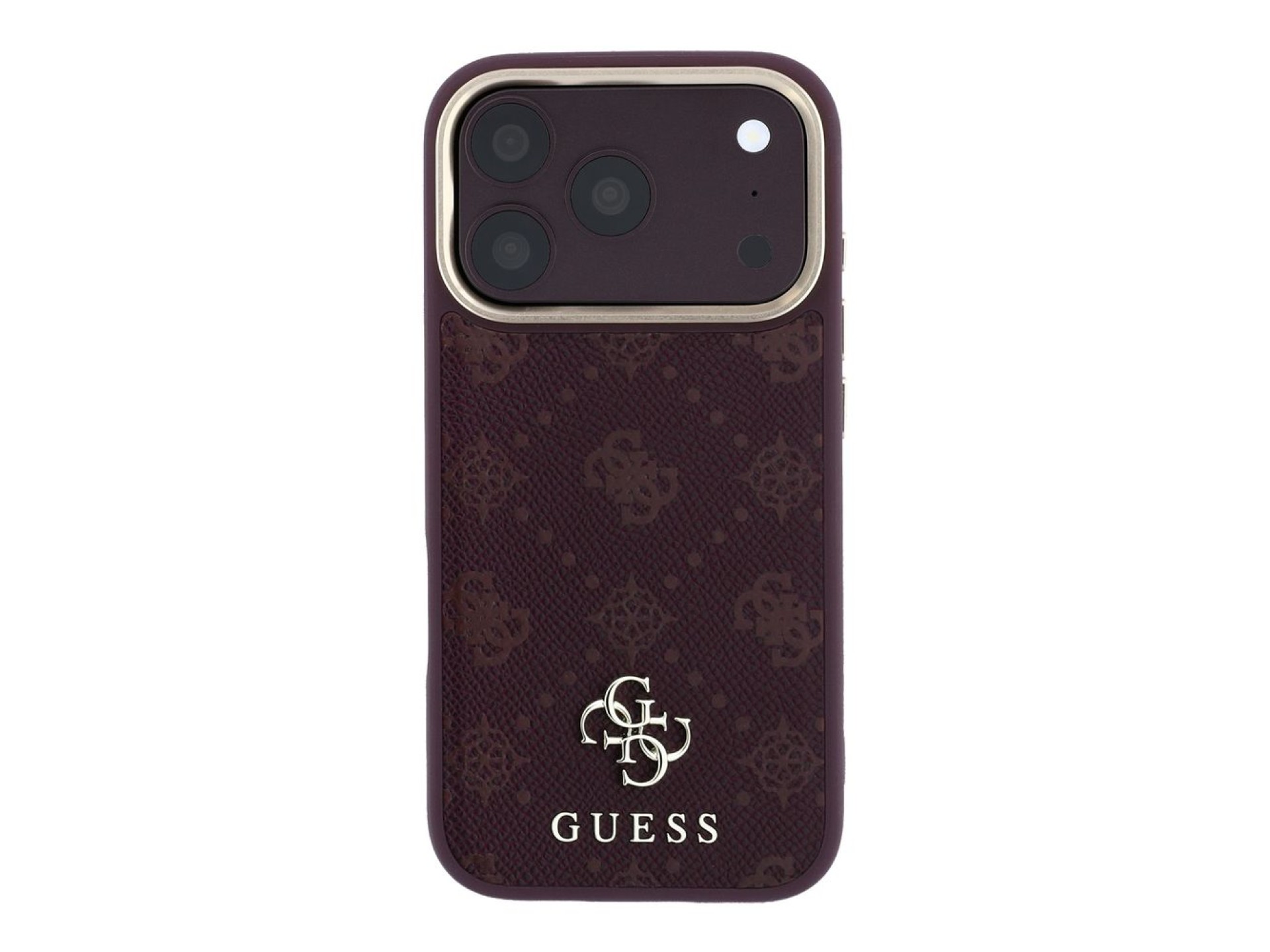 Capa Guess Peony 4G com logo pequeno e MagSafe para iPhone 17 Pro / 18 Pro - Bordô