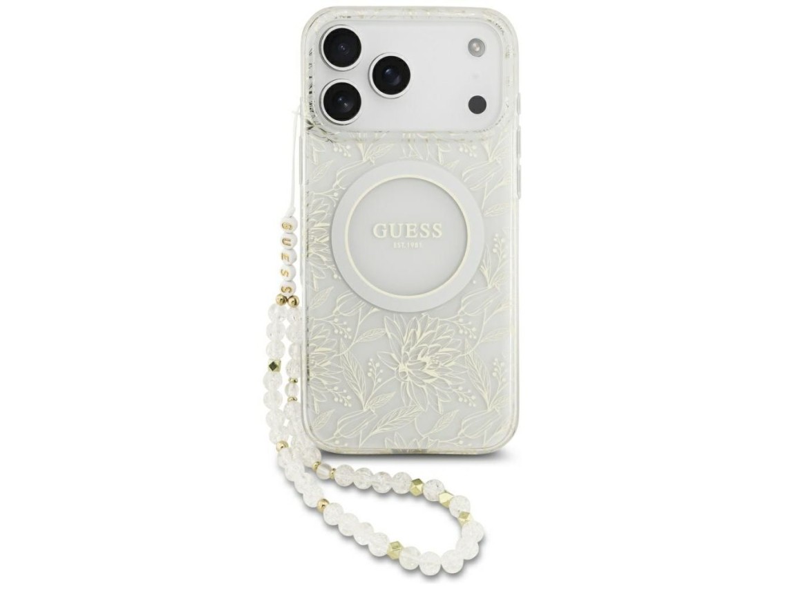 Capa Guess IML Flowers Allover Electroplated com al�a de p�rola e MagSafe para iPhone 18 Pro Max / 1