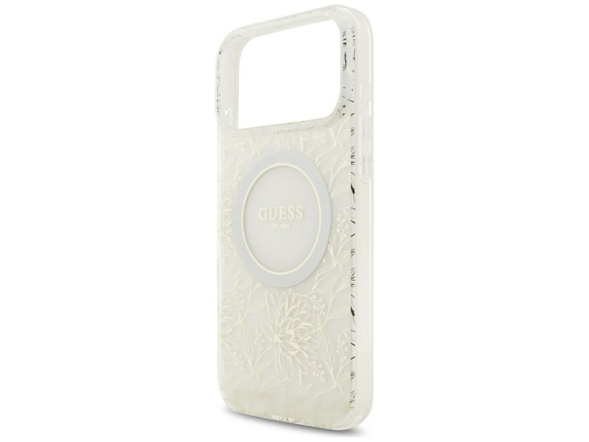 Guess IML Flowers Allover Electroplated with Pearl Strap MagSafe Case for iPhone 18 Pro Max / 17 Pro