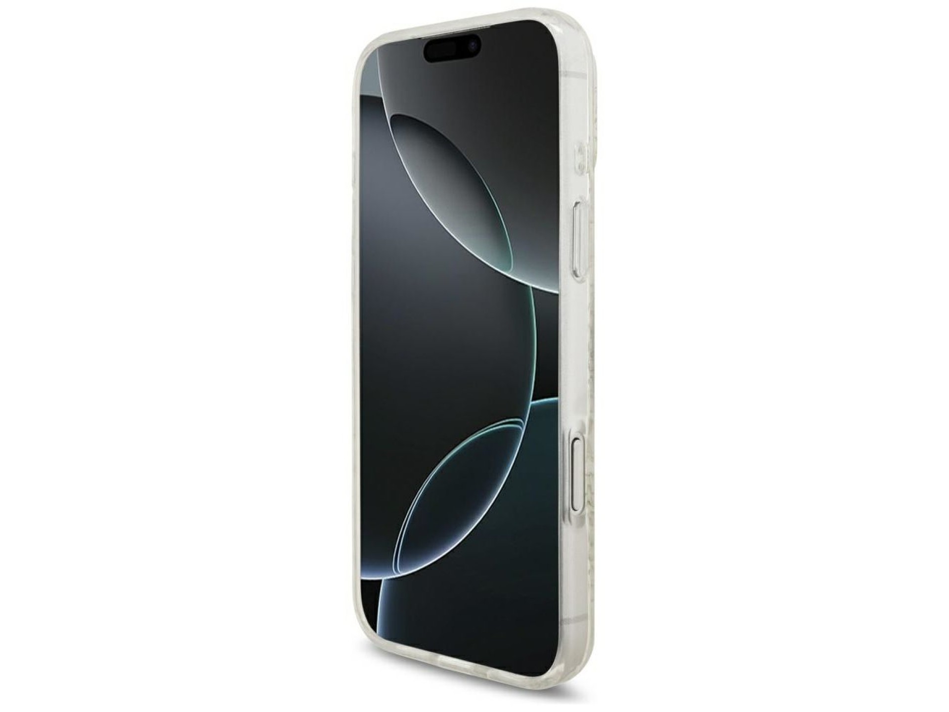 Capa Guess IML Flowers Allover Electroplated com alça de pérola e MagSafe para iPhone 18 Pro Max / 1