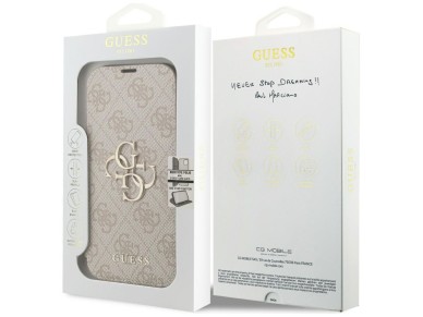 Capa Guess Book 4G com Logo Met�lico para iPhone 18 Pro / 17 Pro - Rosa