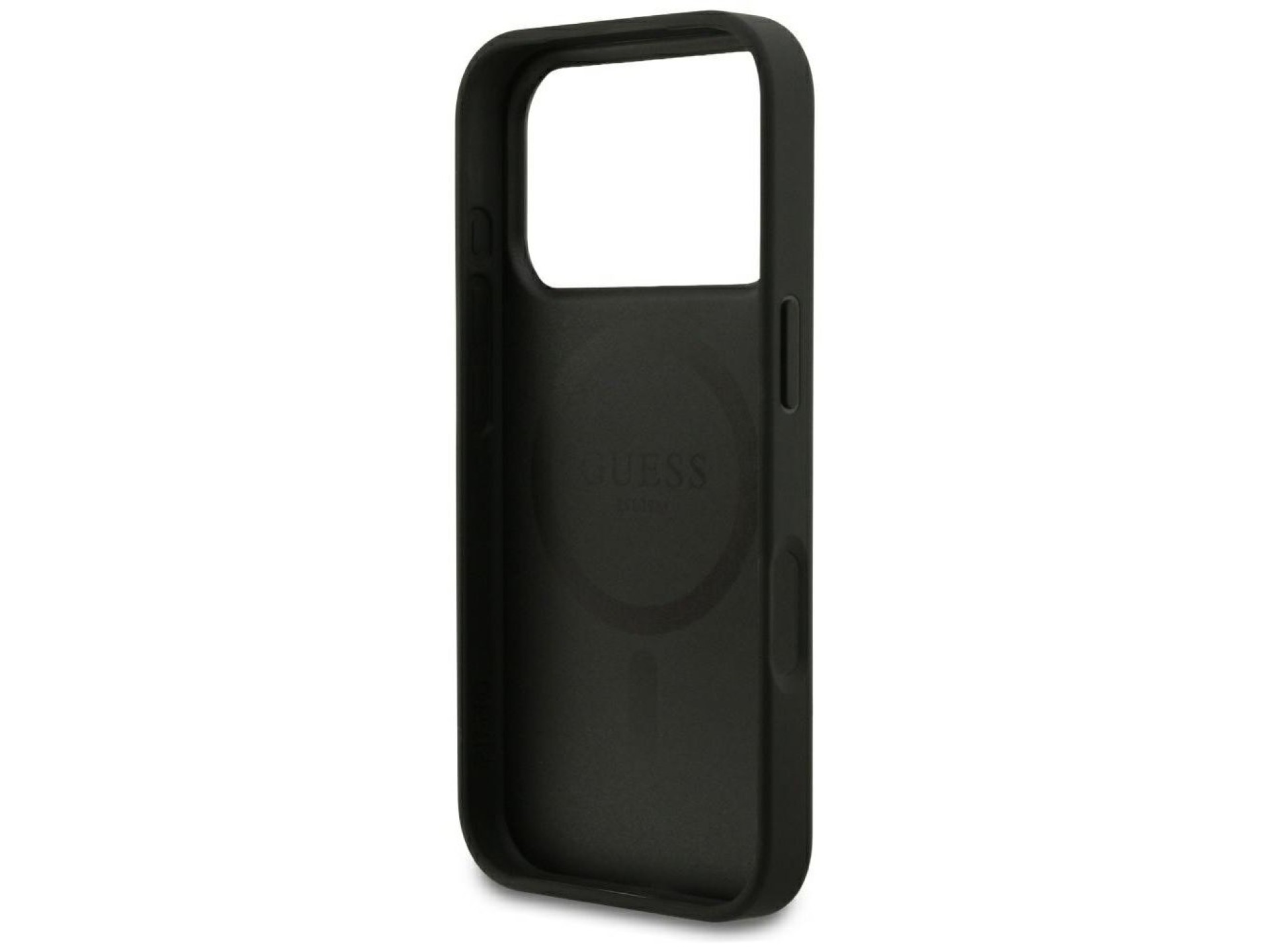 Guess Grained Gold Ring MagSafe Case for iPhone 18 Pro / 17 Pro - Black