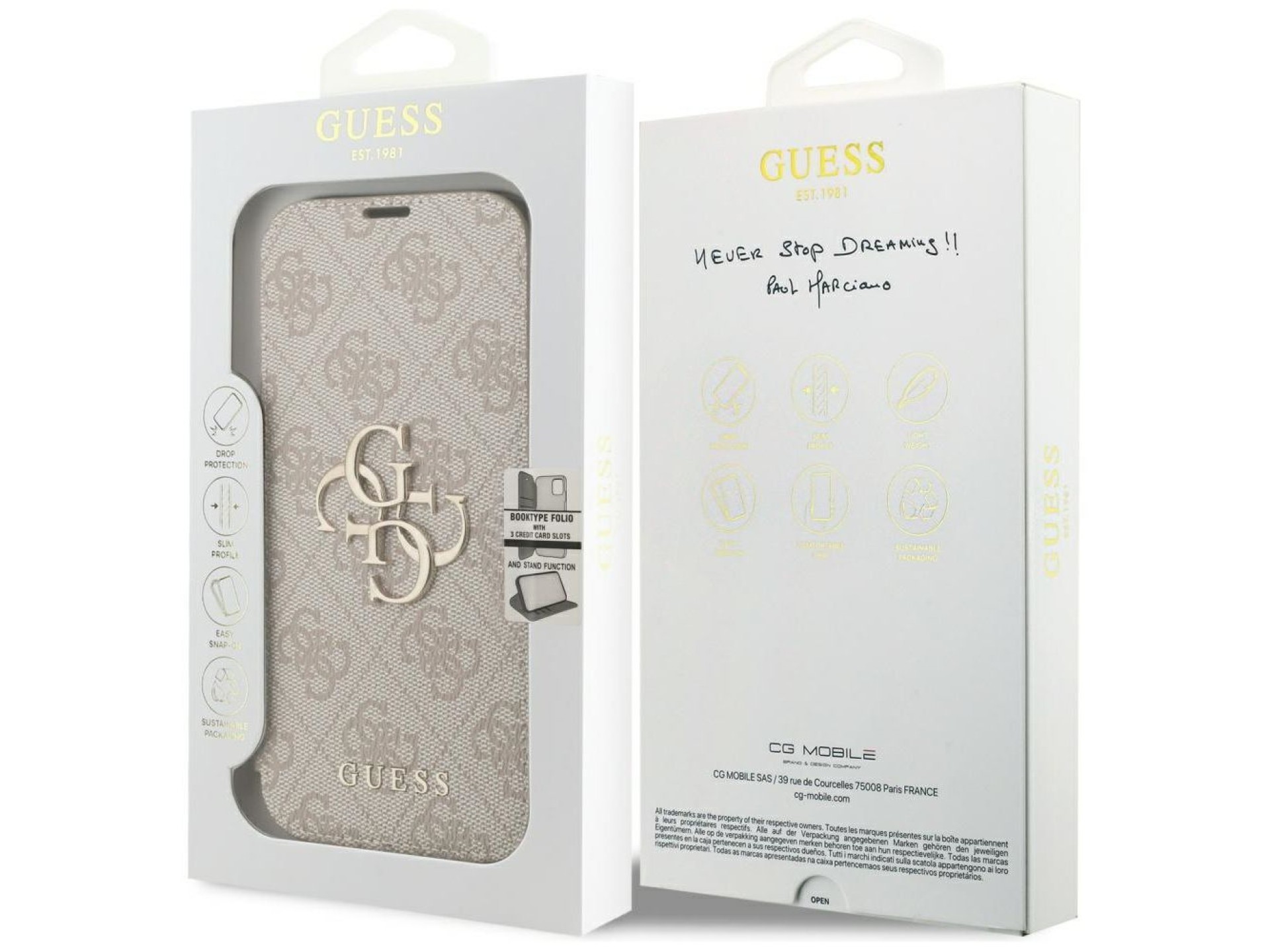 Guess Book 4G Metal Logo Case for iPhone 18 Pro / 17 Pro - Pink