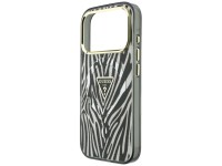 Funda Guess IML Zebra Glitter Triangle Logo MagSafe para iPhone 18 Pro / 17 Pro - Plateada