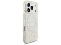 Guess IML Flowers Allover Electroplated with Pearl Strap MagSafe Case for iPhone 18 Pro / 17 Pro - W