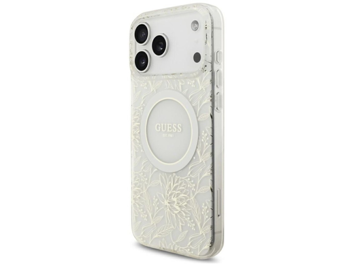 Capa Guess IML Flowers Allover Electroplated com al�a de p�rola e MagSafe para iPhone 18 Pro Max / 1