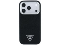 Capa MagSafe com logo triangular texturizado da Guess para iPhone 17 Pro Max / 18 Pro Max - Preta