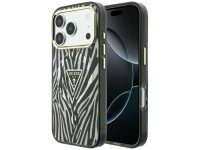 Guess IML Zebra Glitter Triangle Logo MagSafe Case for iPhone 18 Pro / 17 Pro - Silver