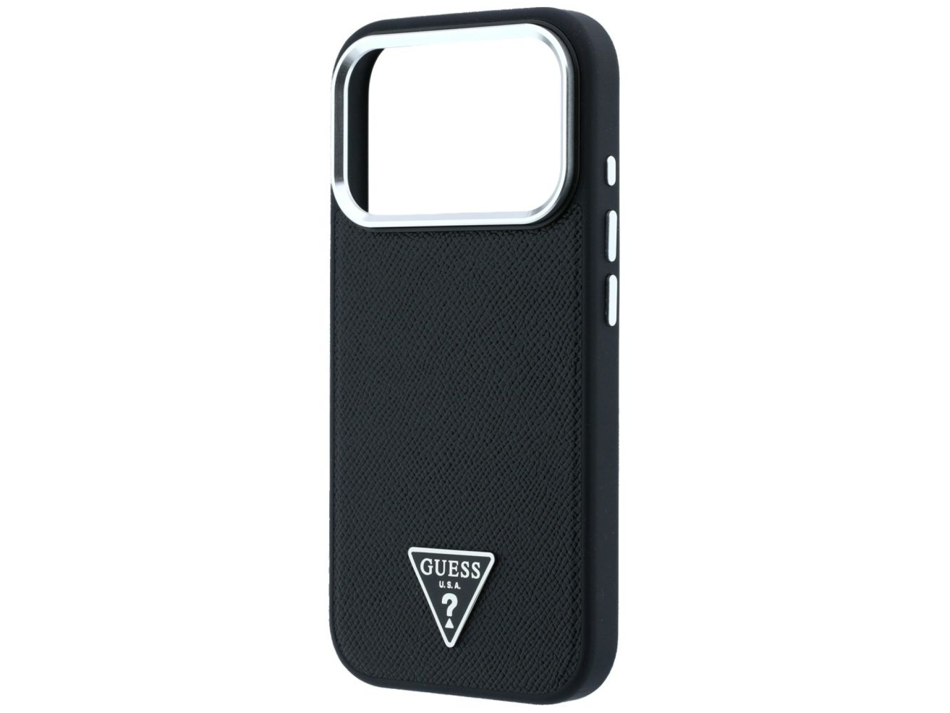 Guess Grained Triangle Logo MagSafe Case for iPhone 17 Pro Max / 18 Pro Max - Black