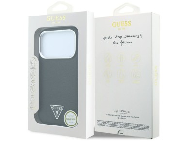 Guess Grained Triangle Logo MagSafe Case for iPhone 17 Pro Max / 18 Pro Max - Black