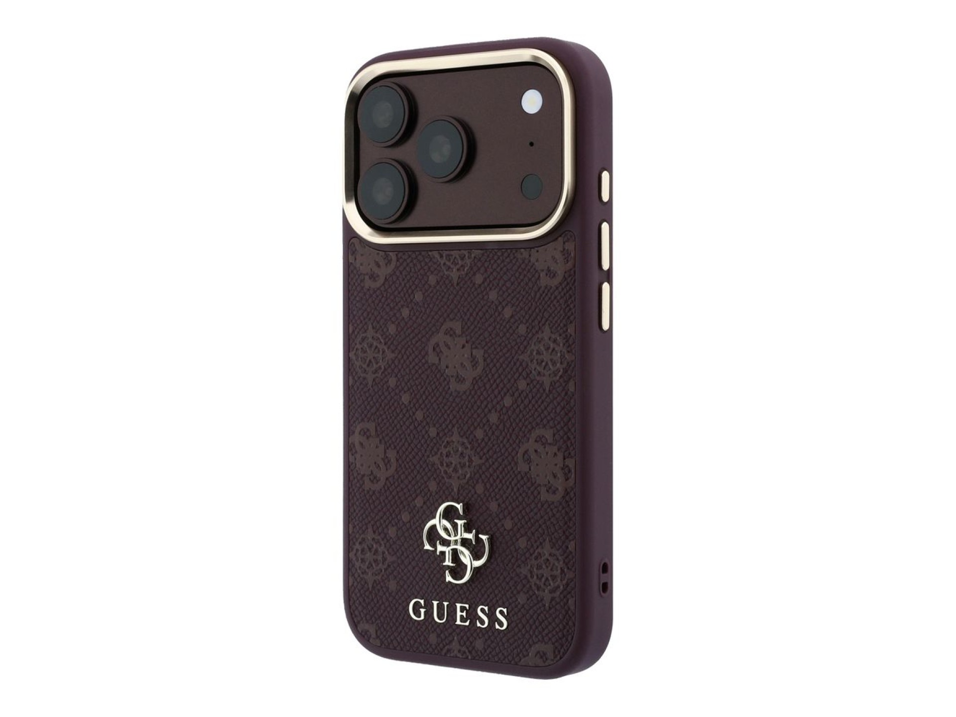 Capa Guess Peony 4G com logo pequeno e MagSafe para iPhone 17 Pro / 18 Pro - Bordô
