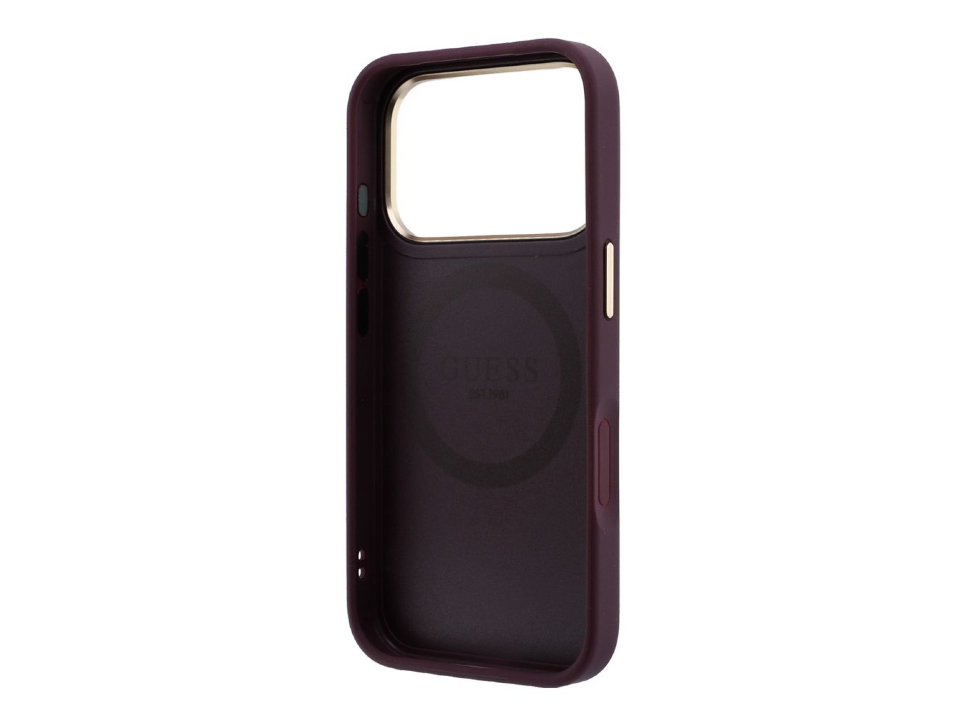 Capa Guess Peony 4G com logo pequeno e MagSafe para iPhone 17 Pro / 18 Pro - Bordô