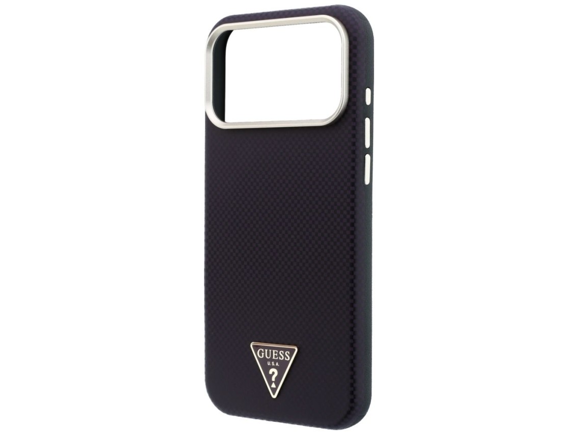 Capa Guess Kevlar com Logo Triangular e MagSafe para iPhone 17 Pro / 18 Pro - Bordô