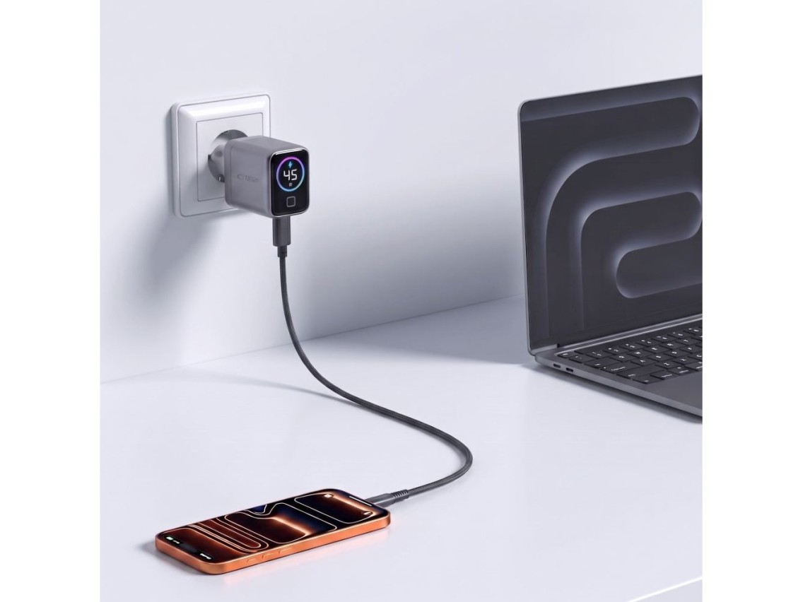 Tech-Protect PowerVision NC45W-GaN 1-Port PD 45W Wall Charger - Dark Gray