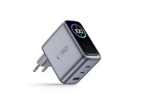 Carregador de parede Tech-Protect PowerVision NC100W-GaN de 3 portas PD 100W / QC3.0 - Cinza escuro