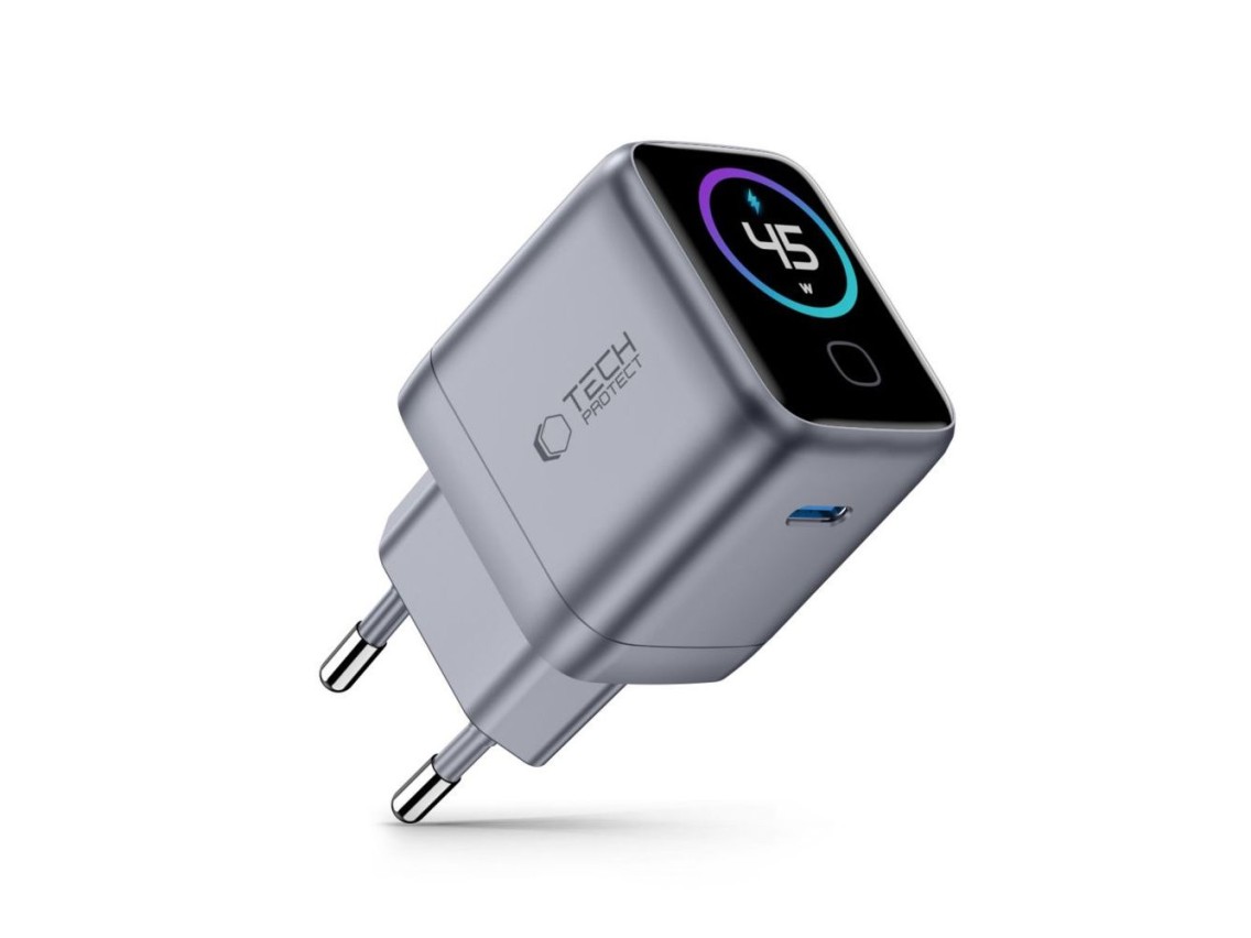 Tech-Protect PowerVision NC45W-GaN 1-Port PD 45W Wall Charger - Dark Gray