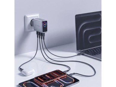 Tech-Protect PowerVision NC140W-GaN 4-PORT PD 140W / QC3.0 Wall Charger - Dark Gray Tech-Protect PowerVision NC140W-GaN 4-PORT PD 140W / QC3.0 Wall Charger - Dark Gray