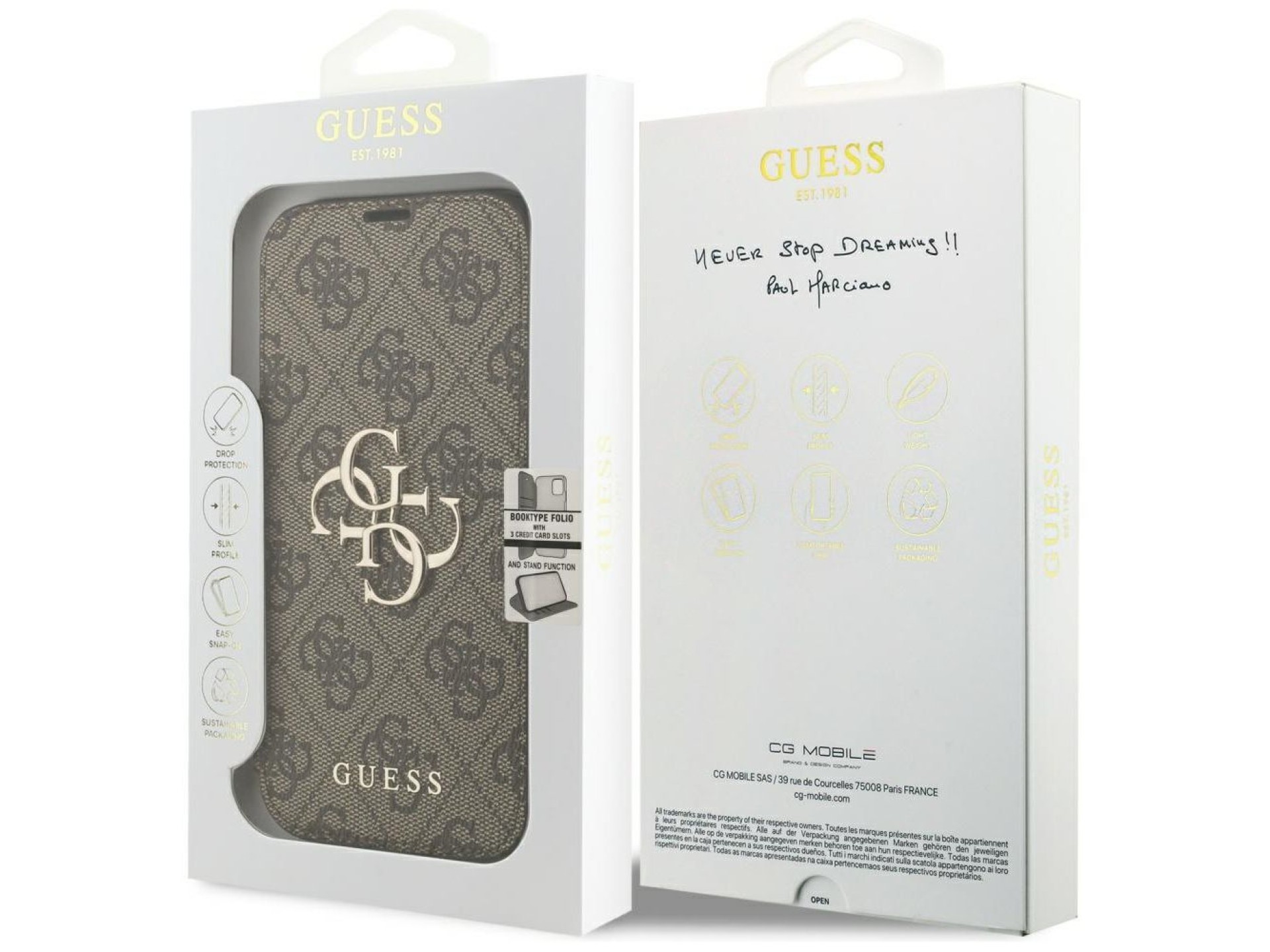 Guess Book 4G Metal Logo Case for iPhone 18 Pro / 17 Pro - Brown