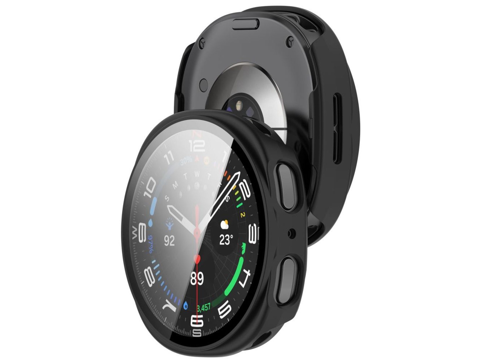 Funda Tech-Protect Defense (paquete de 2) para Samsung Galaxy Watch de 44 mm - Transparente y negro