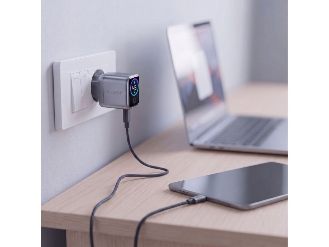 Tech-Protect PowerVision NC45W-GaN 1-Port PD 45W Wall Charger - Dark Gray