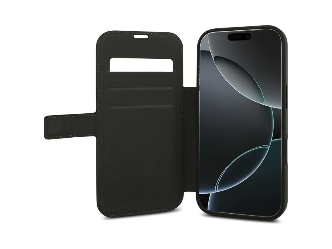 Funda Guess Book 4G con logo metálico para iPhone 18 Pro / 17 Pro - Negra