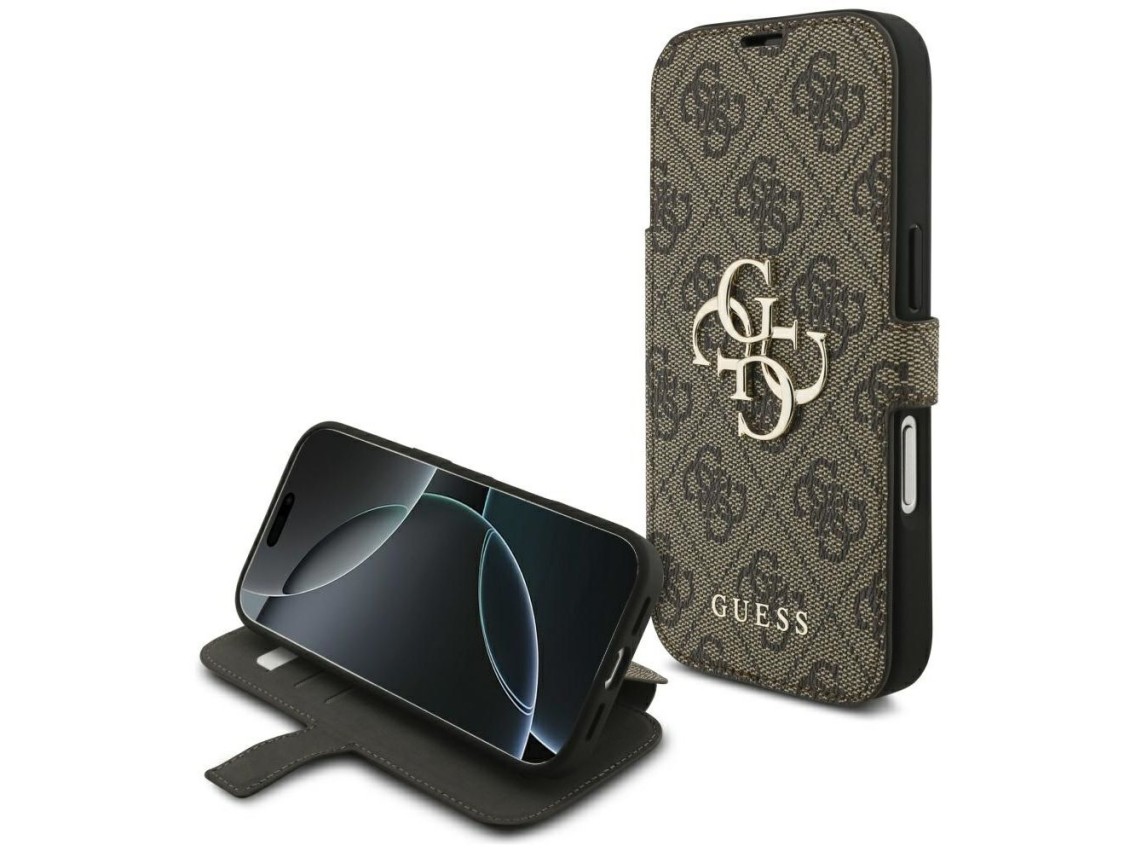 Guess Book 4G Metal Logo Case for iPhone 18 Pro / 17 Pro - Brown