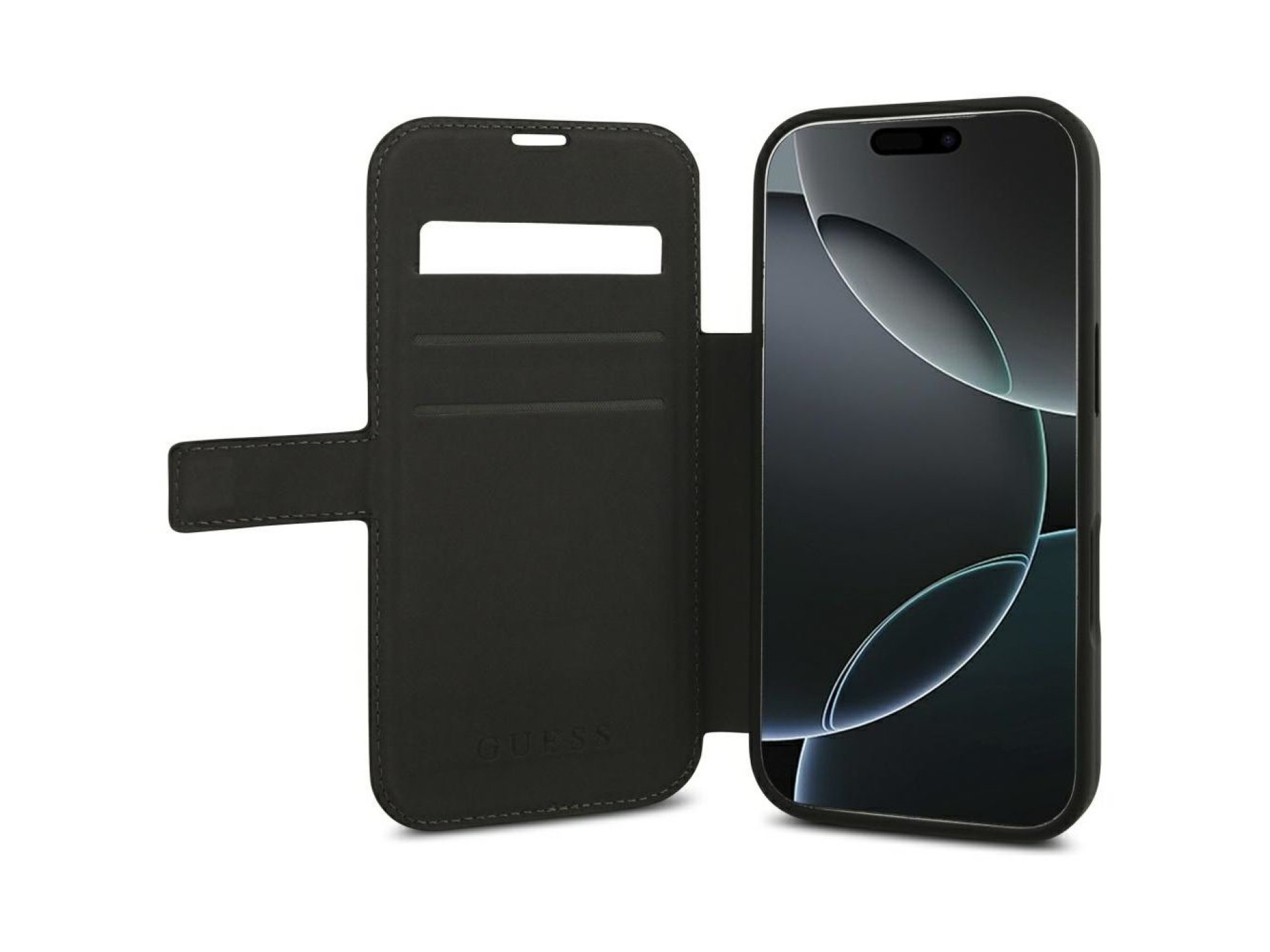 Funda Guess Book 4G con logo metálico para iPhone 18 Pro / 17 Pro - Negra
