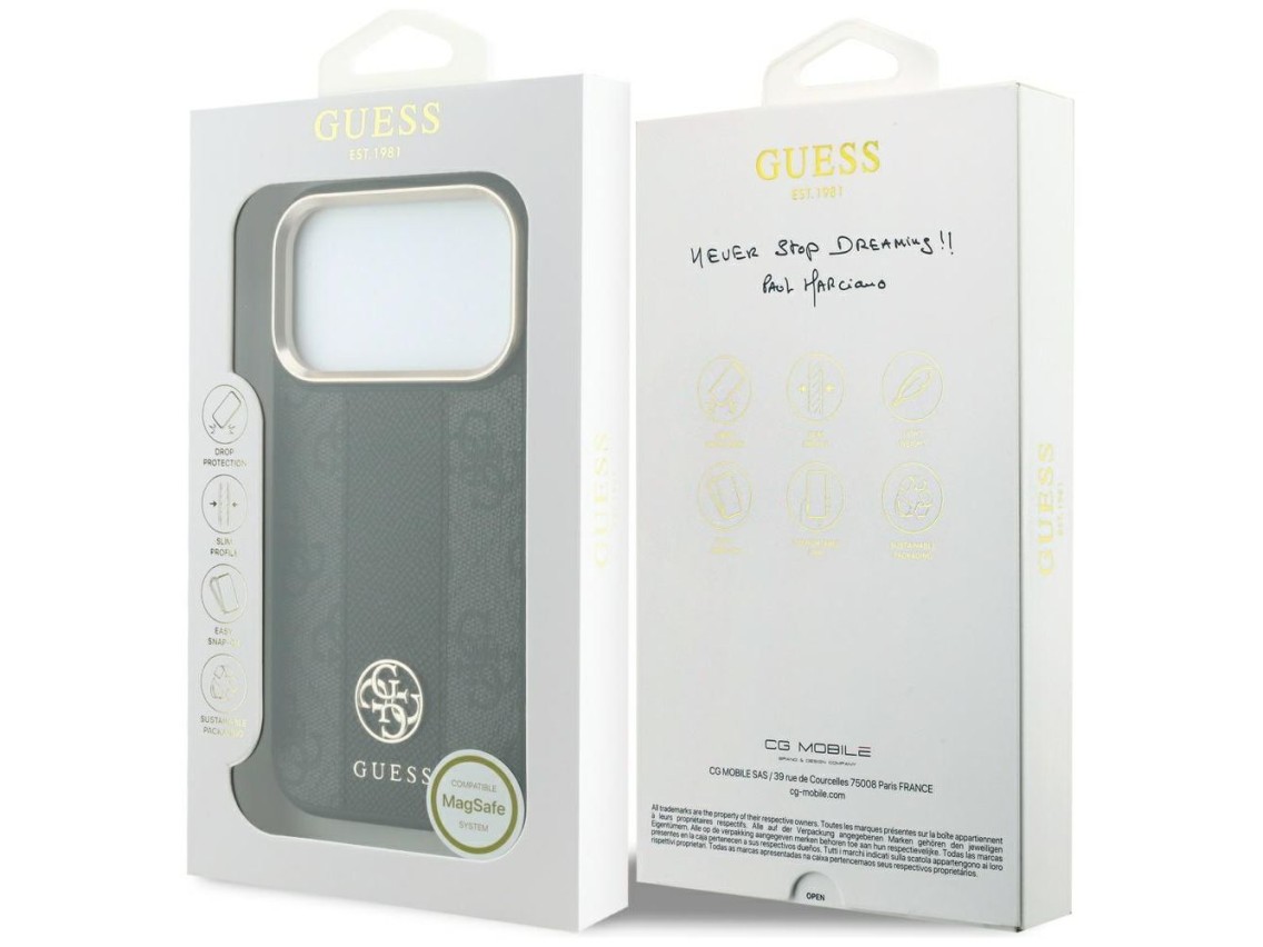 Funda Guess 4G con logotipos redondos y clásicos y MagSafe para iPhone 17 Pro Max / 18 Pro Max - Neg