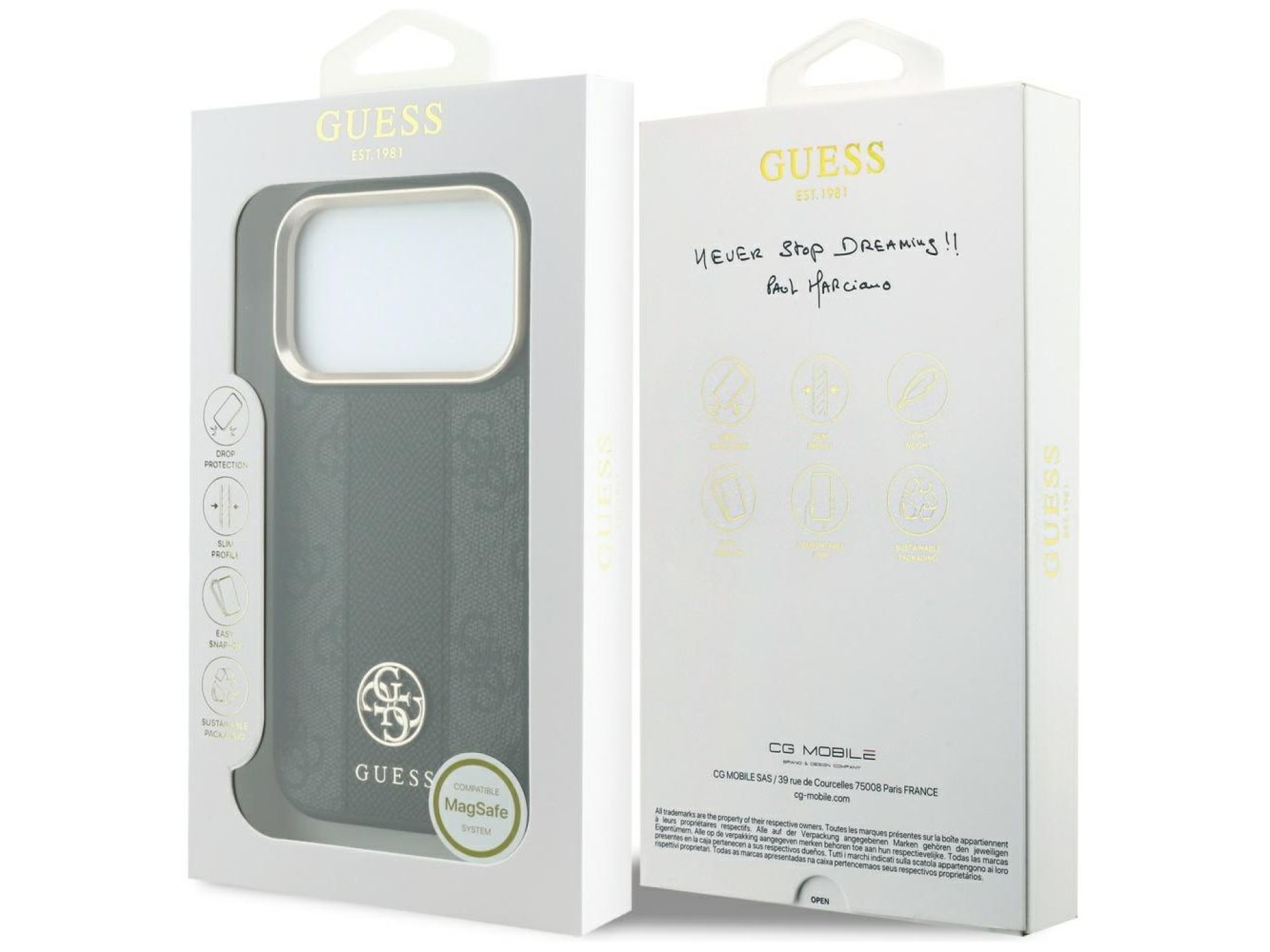 Funda Guess 4G con logotipos redondos y clásicos y MagSafe para iPhone 17 Pro Max / 18 Pro Max - Neg