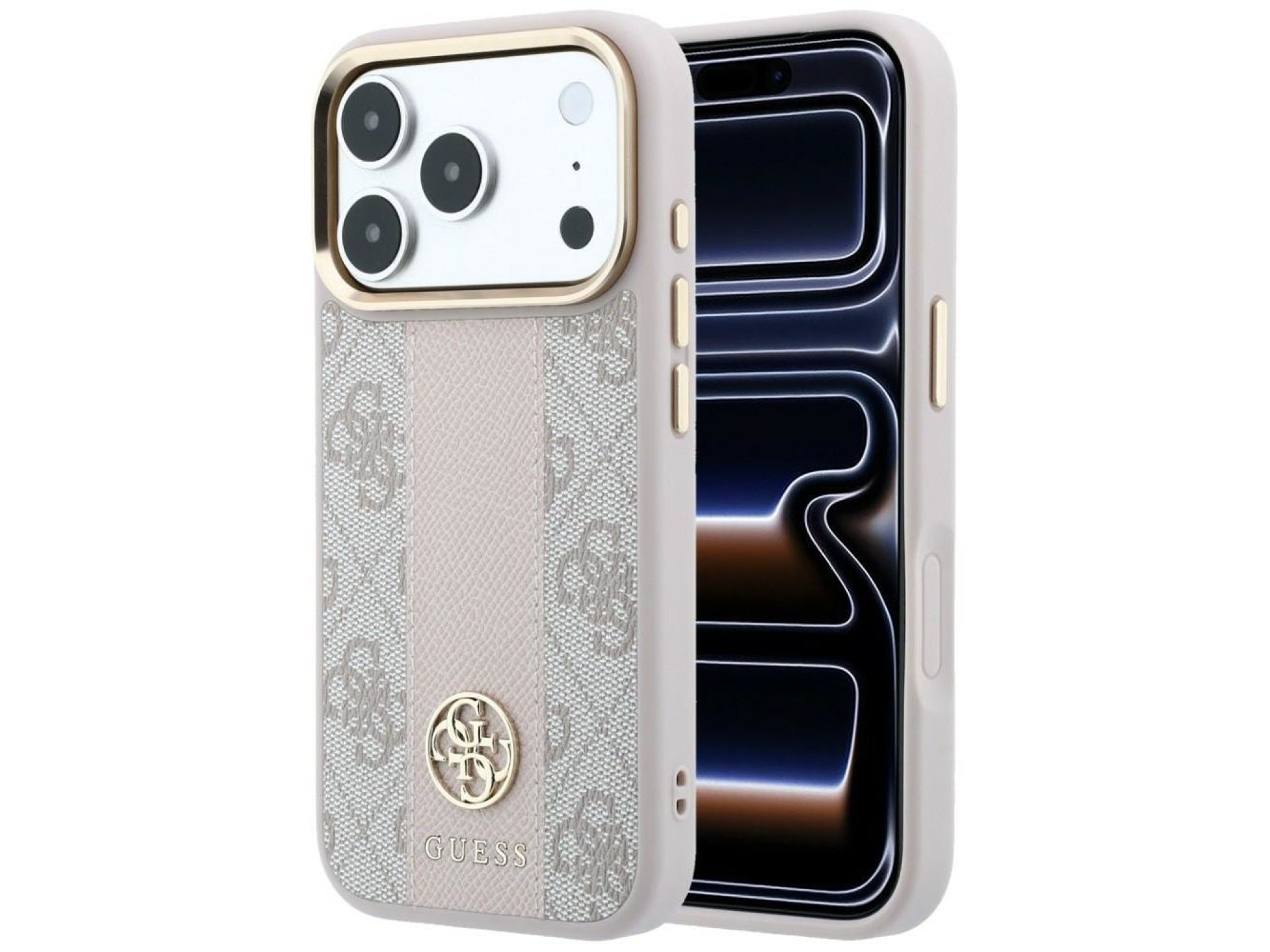 Guess 4G with Stripe Round and Classic Logos MagSafe case for iPhone 17 Pro / 18 Pro - pink