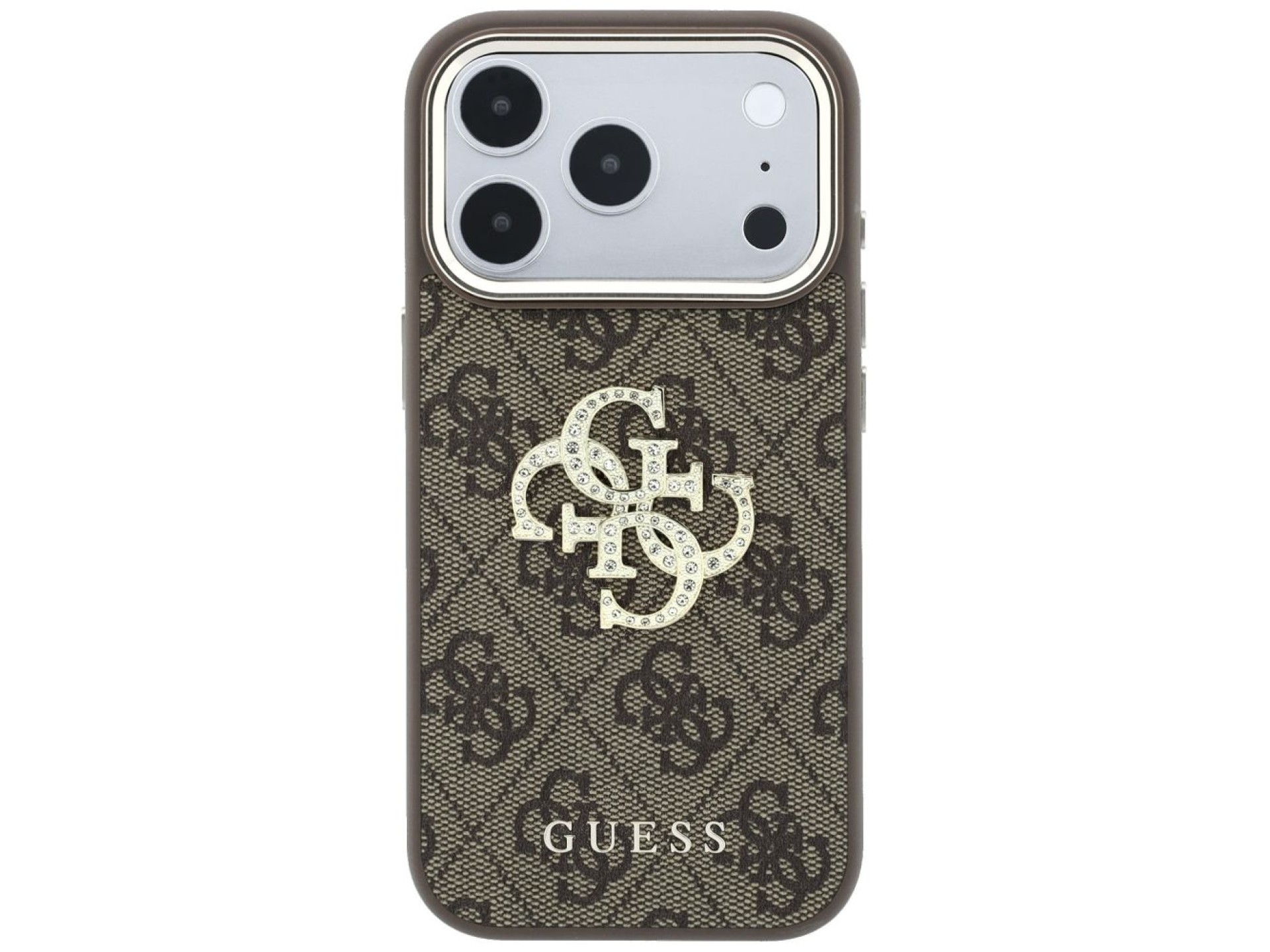 Funda Guess 4G con logo Big Strass para iPhone 17 Pro Max / 18 Pro Max - Marrón