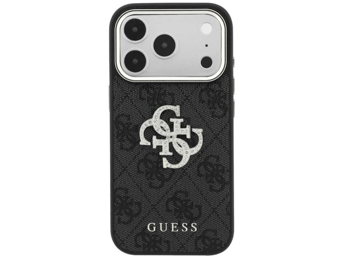 Funda Guess 4G con logo Big Strass para iPhone 17 Pro Max / 18 Pro Max - Negra