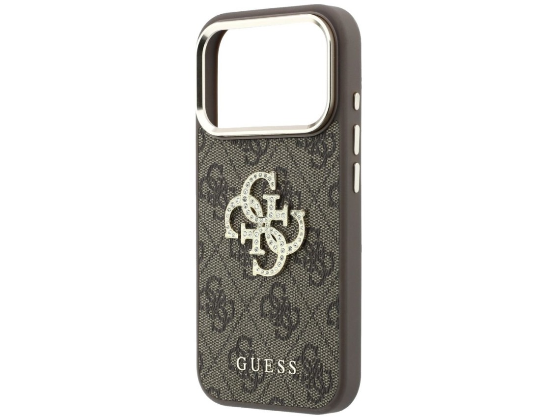 Funda Guess 4G con logo Big Strass para iPhone 17 Pro Max / 18 Pro Max - Marr�n