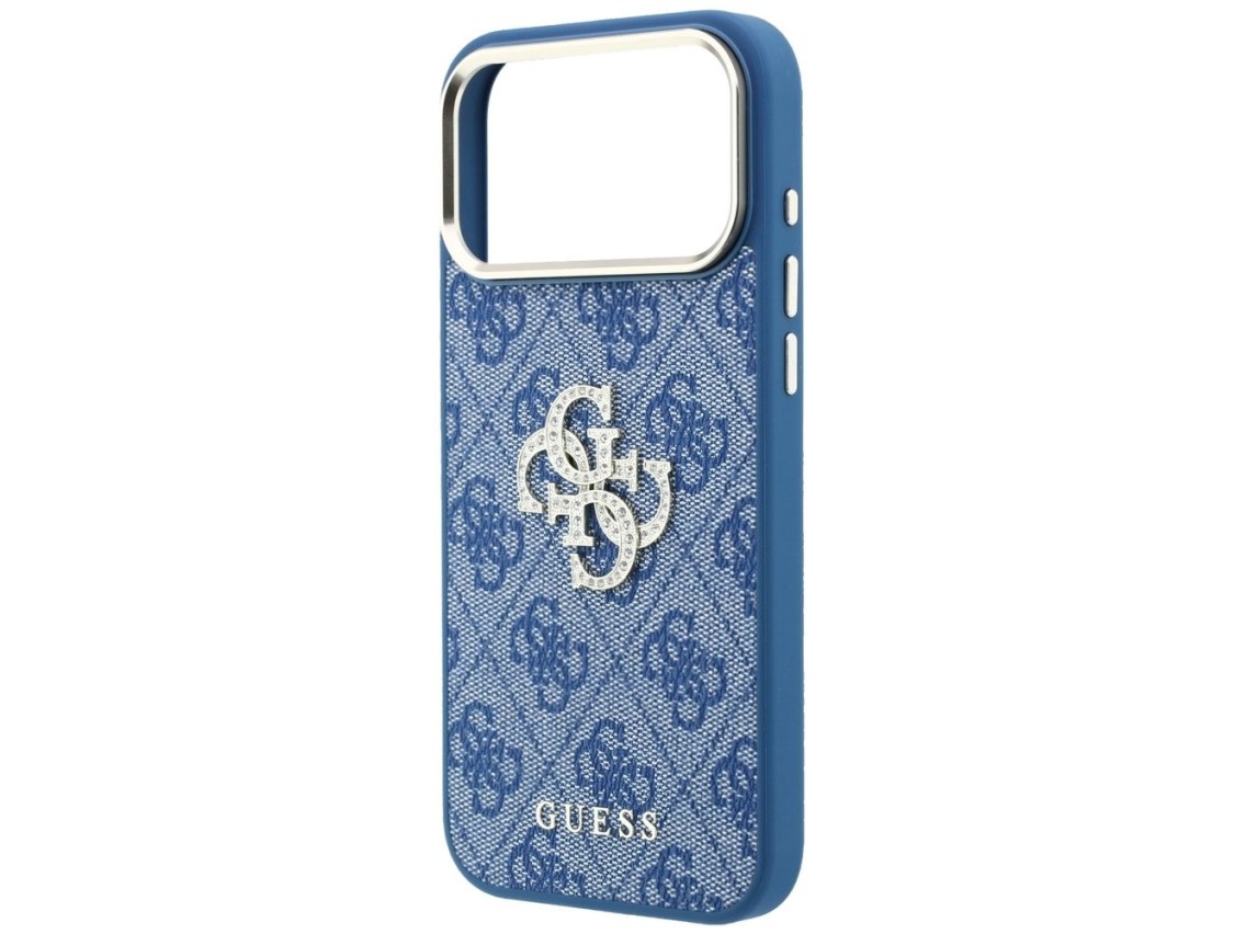 Capa Guess 4G com logo grande e strass para iPhone 18 Pro Max / 17 Pro Max - Azul