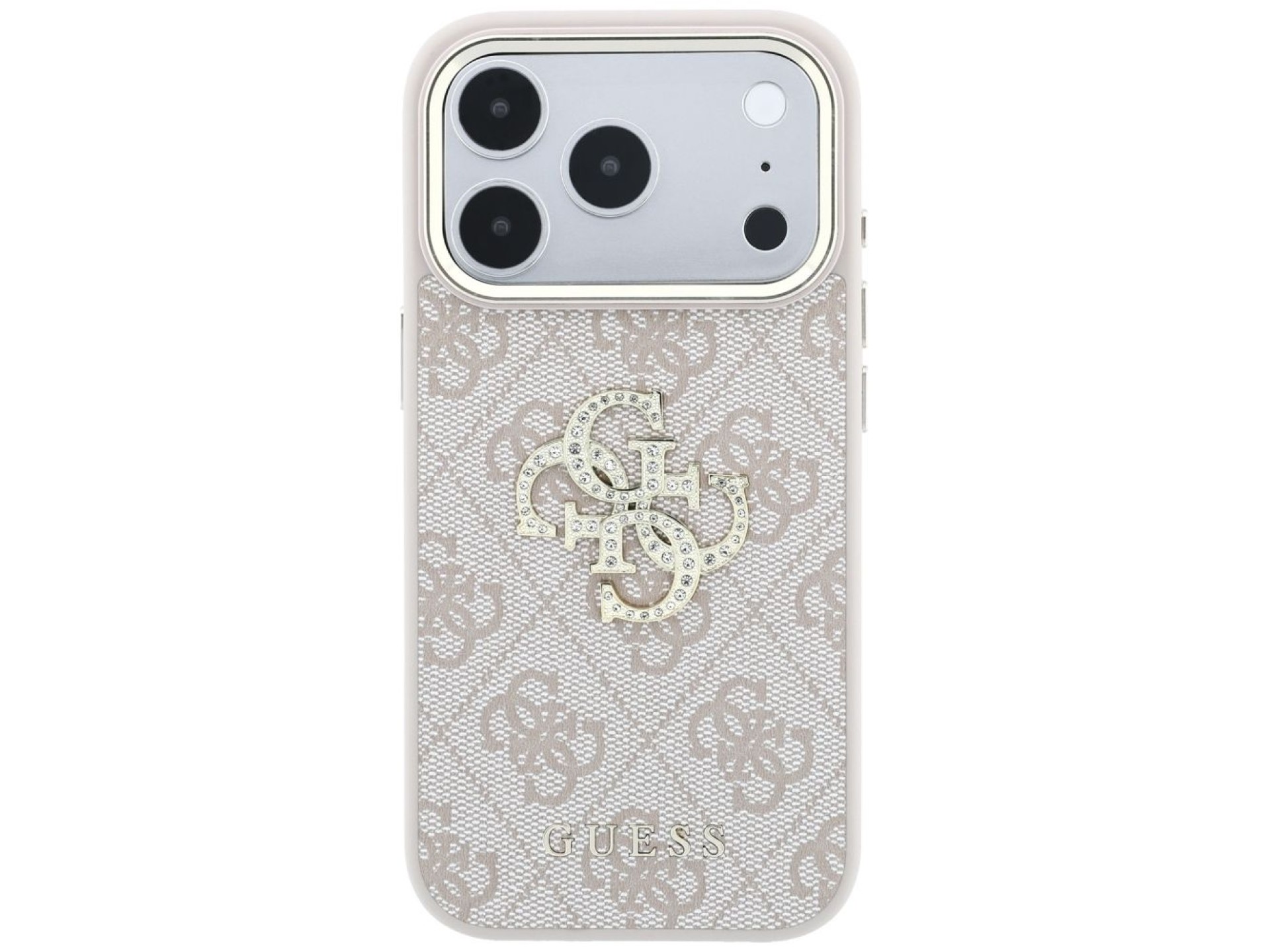 Capa Guess 4G com logo grande e strass para iPhone 17 Pro / 18 Pro - Rosa