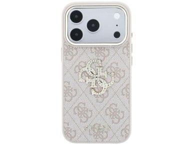 Capa Guess 4G com logo grande e strass para iPhone 17 Pro / 18 Pro - Rosa Capa Guess 4G com logo grande e strass para iPhone 17 Pro / 18 Pro - Rosa