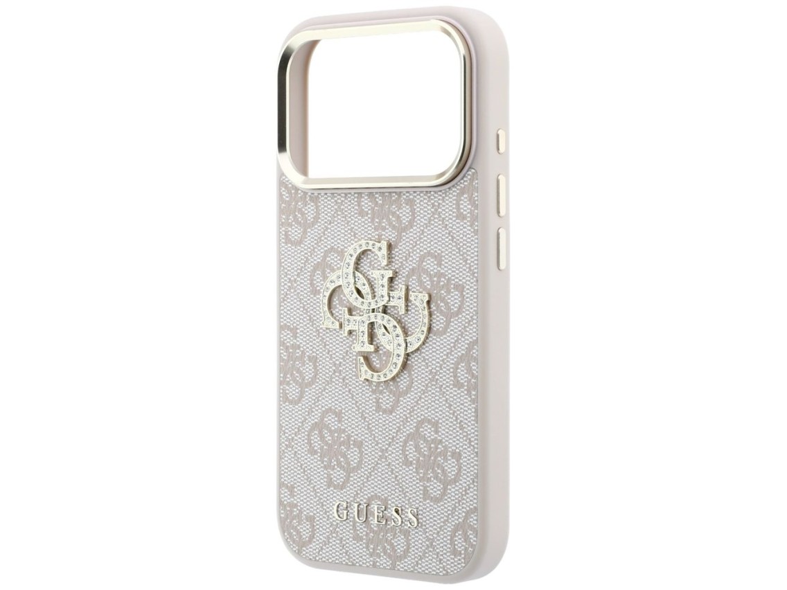 Capa Guess 4G com logo grande e strass para iPhone 17 Pro / 18 Pro - Rosa