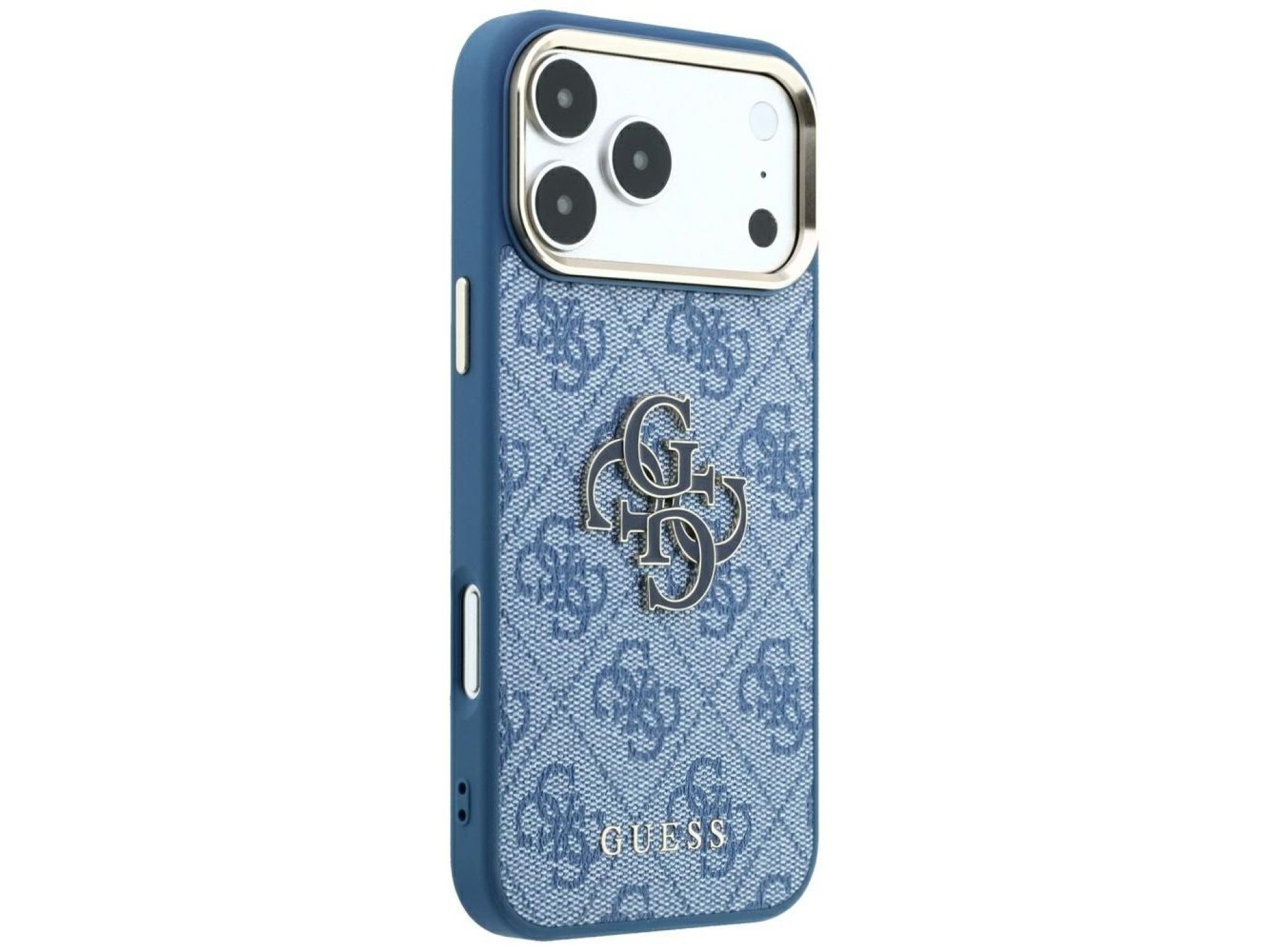Capa Guess 4G com logo grande em resina para iPhone 17 Pro Max / 18 Pro Max - Azul Claro