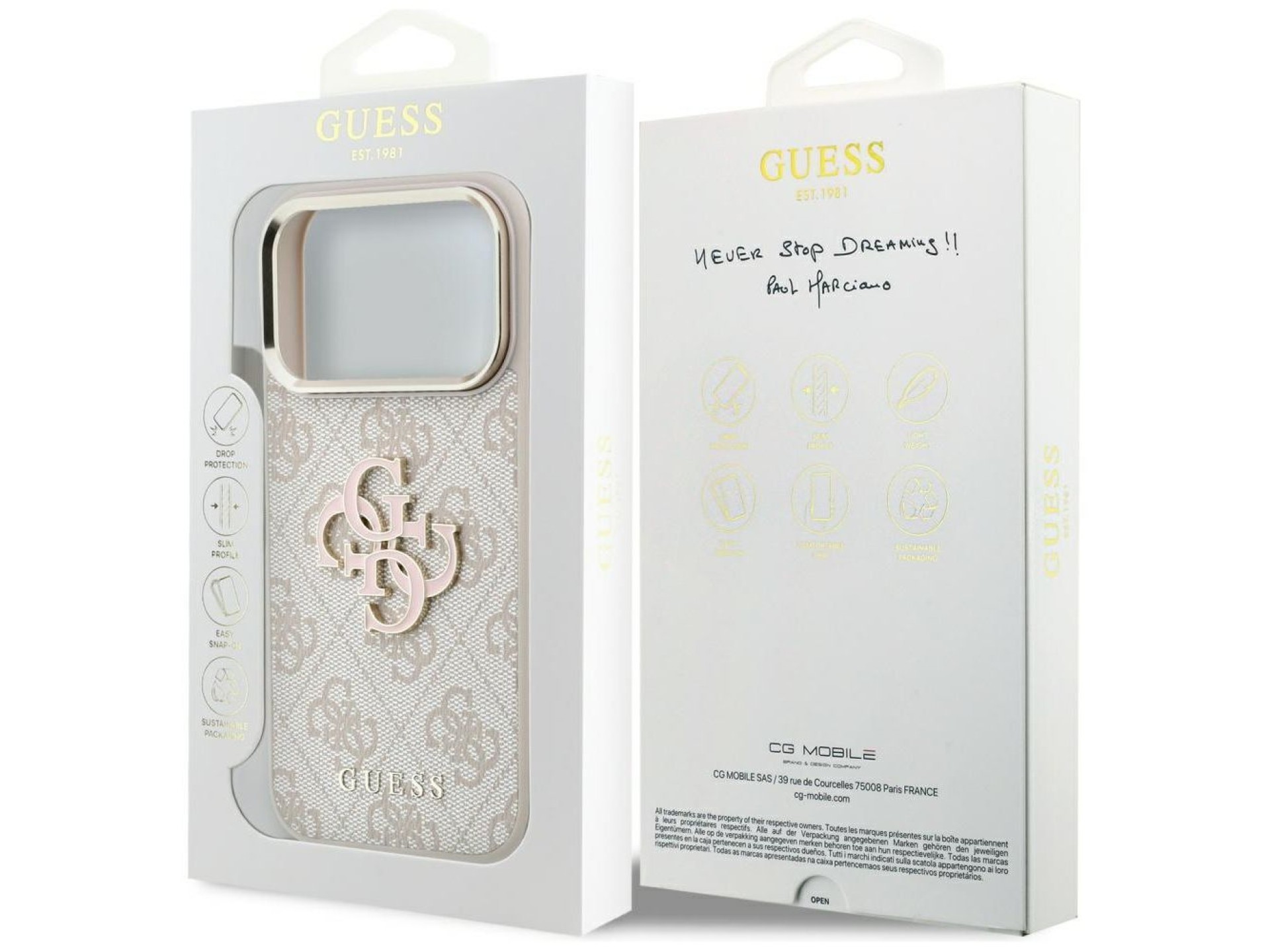 Guess 4G & Big Resin Logo Case for iPhone 17 Pro Max / 18 Pro Max - Pink